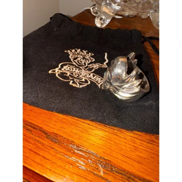King Baby Sterling Silver Winged Skull Ring Men's Size 10 Statement Punk Rock - Picture 4 of 6